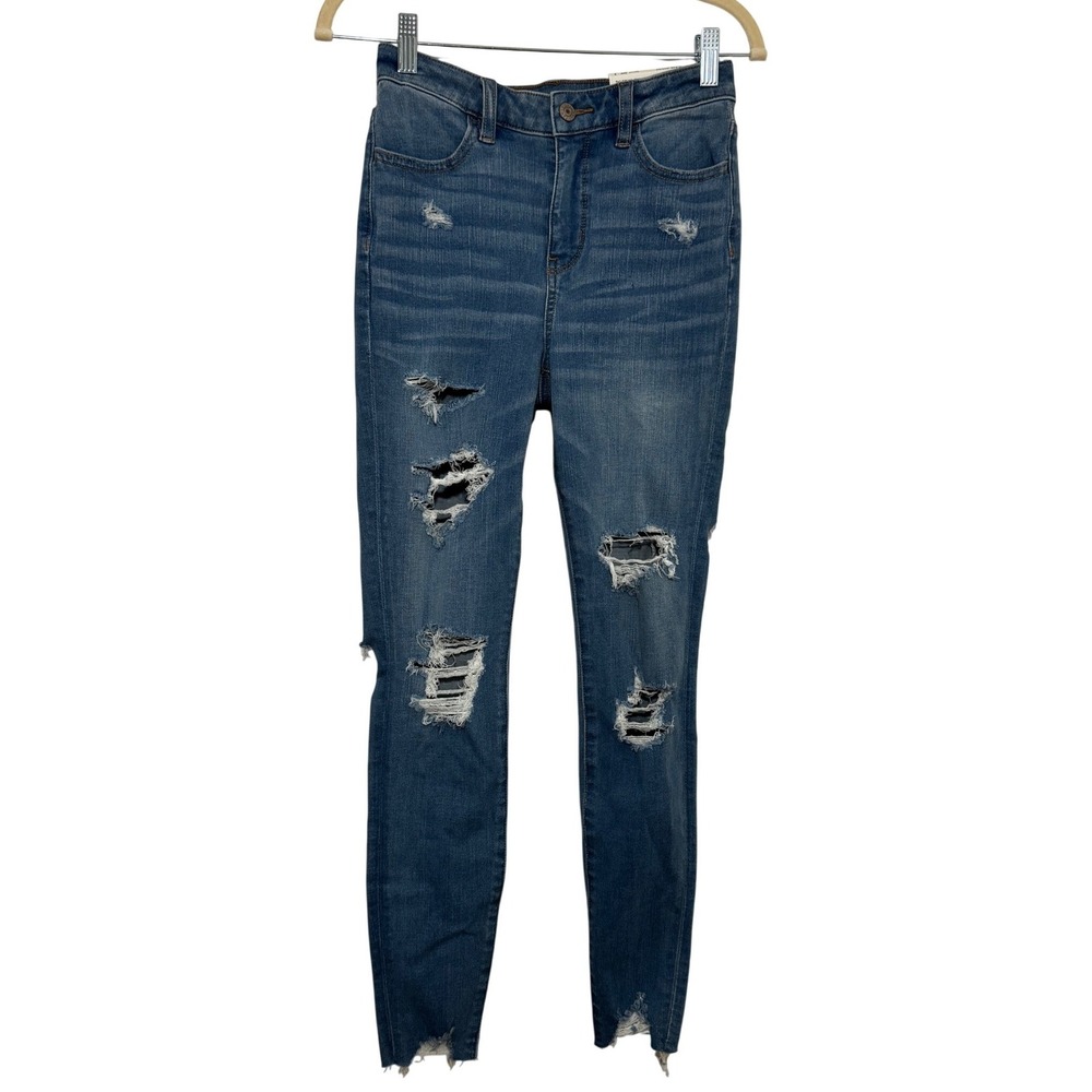 American Eagle Dream Jean Hi-Rise Jegging Distressed True‎ Rinse Blue Size 2 26W